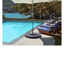 4-Piece Heavy Duty Offset Outdoor Patio Umbrella Base Sand w/Carry Handles Easy-Fill Spouts for Water or Sand, Black
