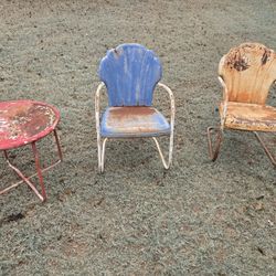 Vintage Mid-century Metal Lawn Chairs 