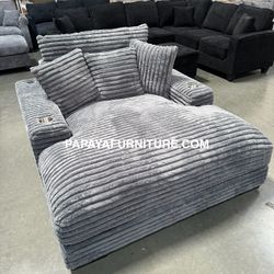 New! Ultra Soft Plush Chaise Lounge, Chaise Lounger, Corduroy Lounge, Sofabed Size, Sleeper Sofa Couch,Grey Sofa Chair, Recliner Style Chaise Lounger 