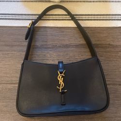 Saint Laurent Toggle Closure Hobo Bag Noir Leather