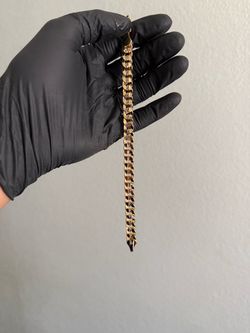 Gold Cuban Link Chain Bracelet 14k 8 inch