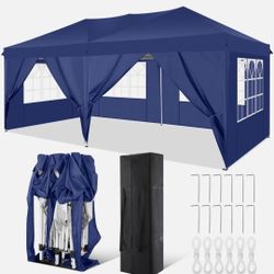 10'x20' Pop Up Party Tent Gazebo Wedding Canopy with 6 Sidewalls,  White