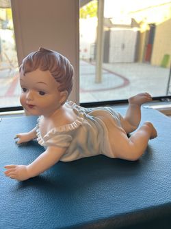 Porcelain Crawling Baby Girl Figurine