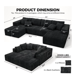 137 Inch U-Shaped Sectional Sofa