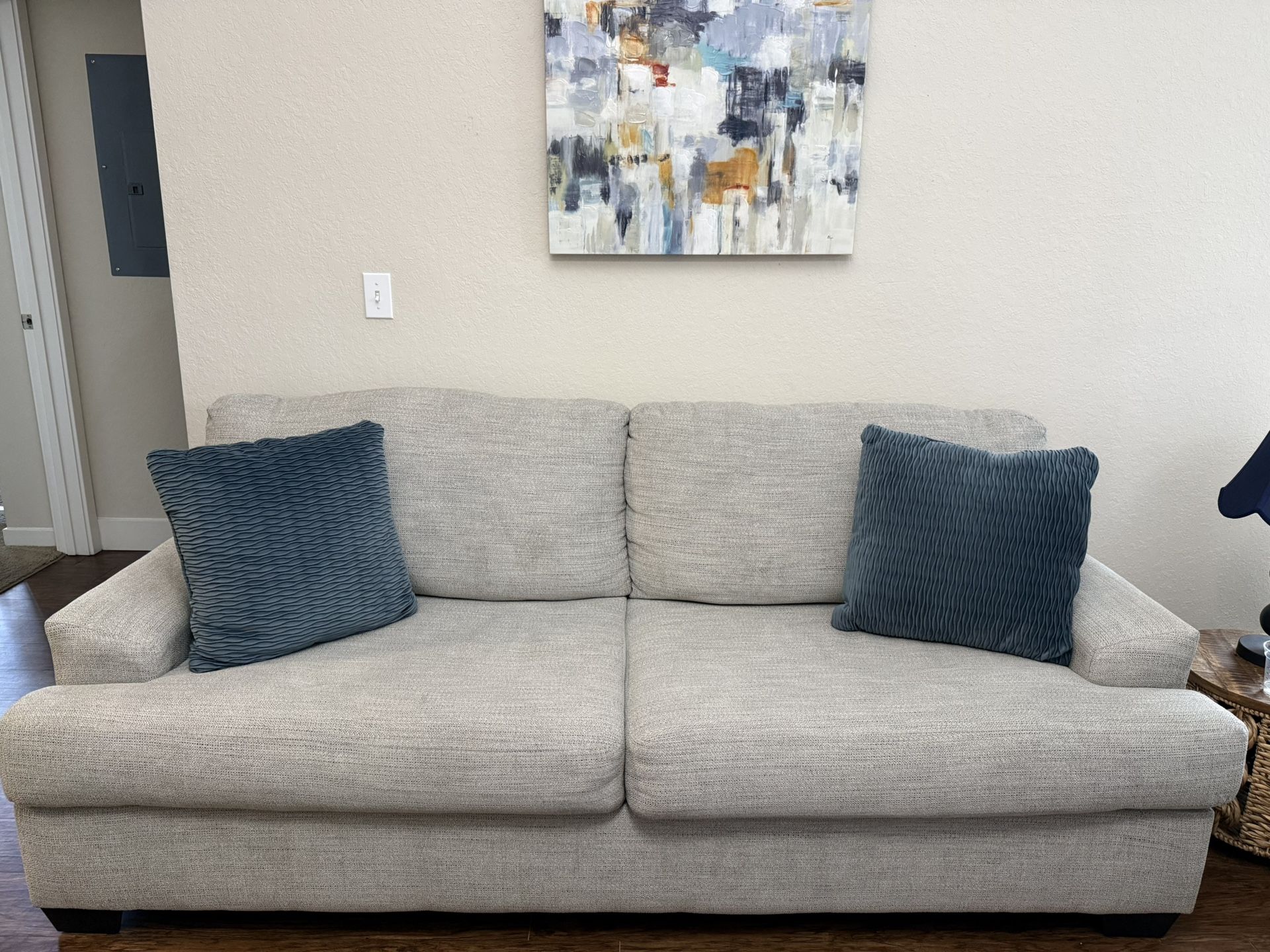Beige Couch & Chair with Ottoman
