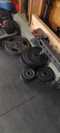 Iron Plates And Standard Barbell