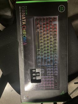 Razer ornata chroma Keyboard with wrist rest.