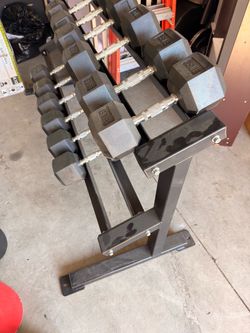 Hex Dumbbell Set with Storage Rack