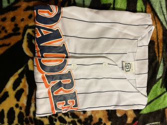 2 Baseball Jerseys , Padres Team Blue Size M, White With Stripes XL. $25.00 Both