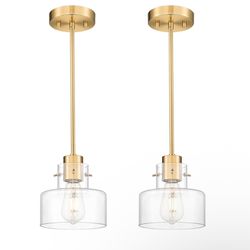 2 Pack Pendant Lights Brushed Gold
