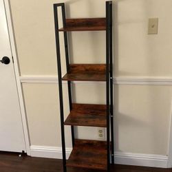 Ladder Shelf, 4 Tier Tall Ladder Bookshelf Corner Shelf, Industrial Book Shelf Ladder Bookcase Narrow, Standing Storage Shelves Display Shelf for Bedr
