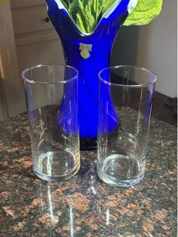 Set of 2 hurricane glass cylinder candle holder or vases