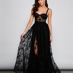 Windsor Alina Formal Illusion Lace A-line Dress 