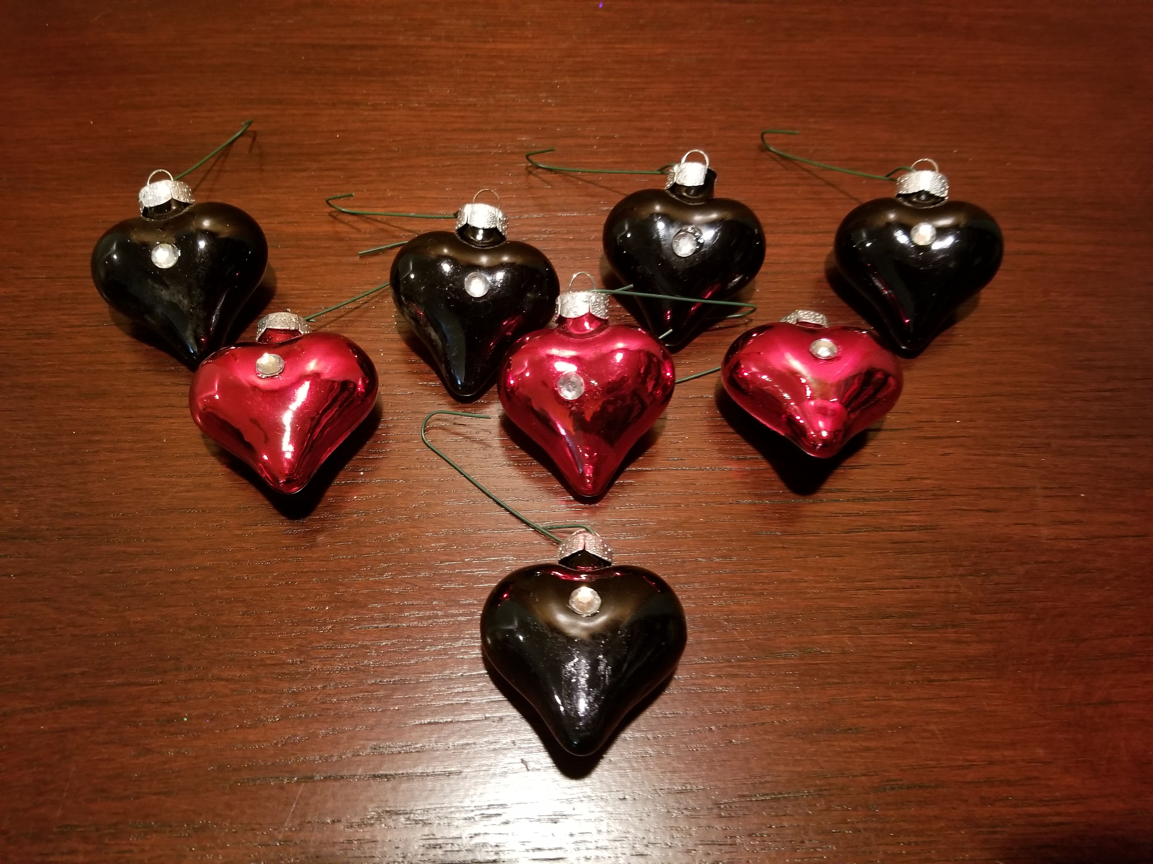 Glass heart ornaments