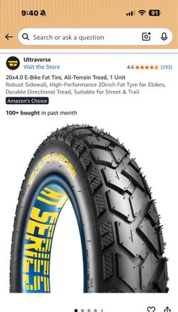 Brand new Ebike Tire 20x3.0