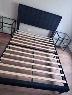 Queen size bed frame with 2 nightstands