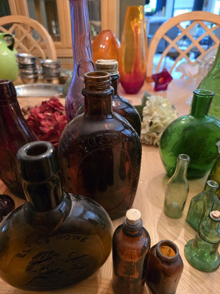 Brown glass antique items