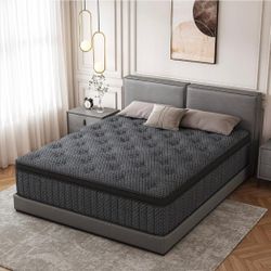 Queen Mattress 12 Inch, Memory Foam Hybrid Pocket Spring Medium Firm Mattress in a Box, Cooling Bedding for Home Bedroom