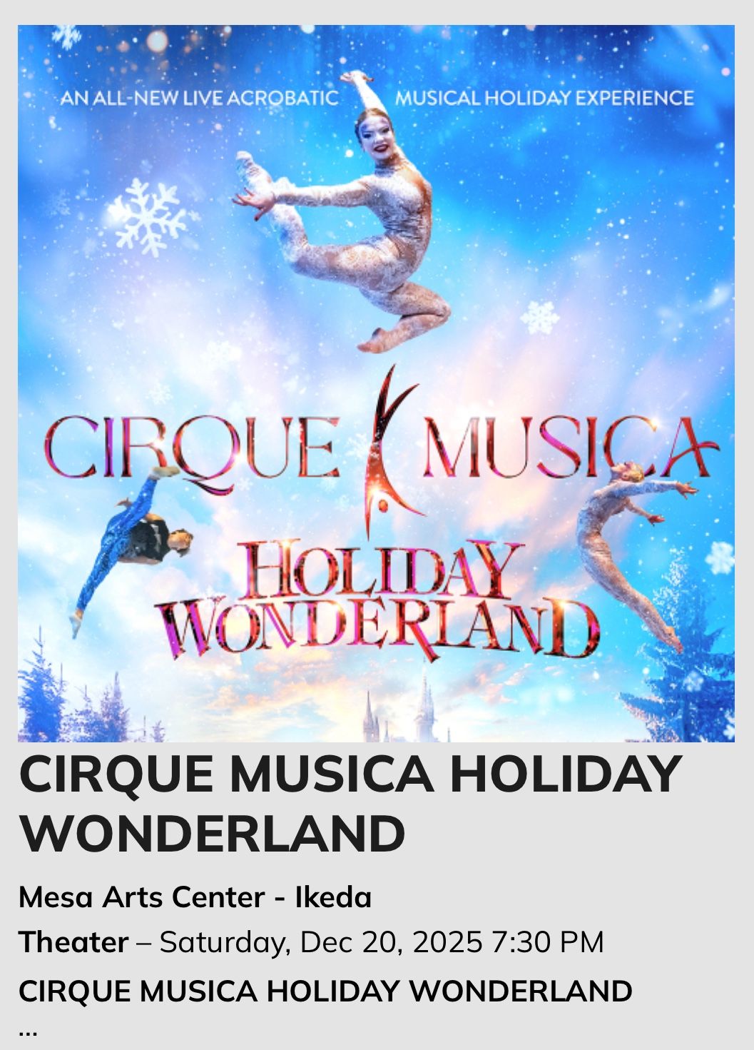 Cirque Musica Holiday Wonderland