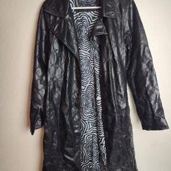 Paris Blues Faux Leather Trench Coat L Black