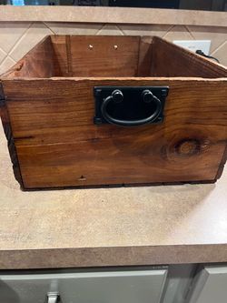 Vintage Grand Vin Lafite Bordeaux France Stained Heavy Wine Crate Box with Black Metal Handles