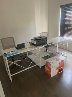 Double Desk with Chairs
