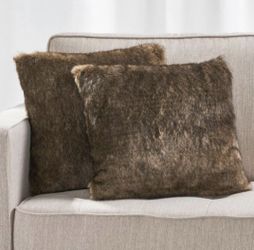4 Fulham Dark Brown Faux Fur 18 in. x 18 in. Throw Pillow