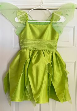 Tinker Bell Fairy Girls Costume Dress with Wings