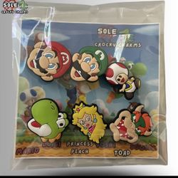 Super Mario Croc Charms  By Sole Knot Crocky Charms, peach, bowser, yoshi,luigi