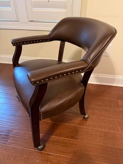 Faux Leather Rolling Captain’s Chair