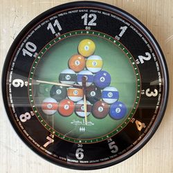 Sterling & Noble Billiard Pool Ball 18 inch Wall Clock - Working