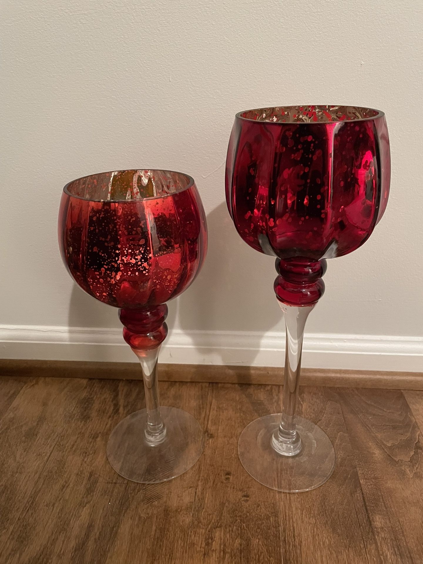12 and 18 Inch Tall Glass Goblets 
