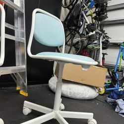 2 IKEA Orfjall Chairs - 1 Blue/white, 1 White/grey