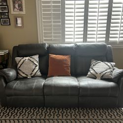 Gray / Black Double Recliner Couch 