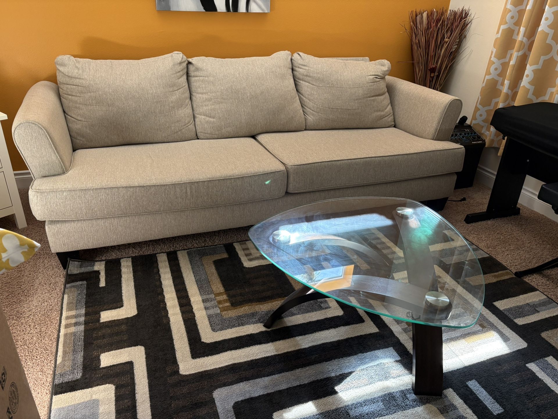 3 Seater Fabric Couch With Coffee Table