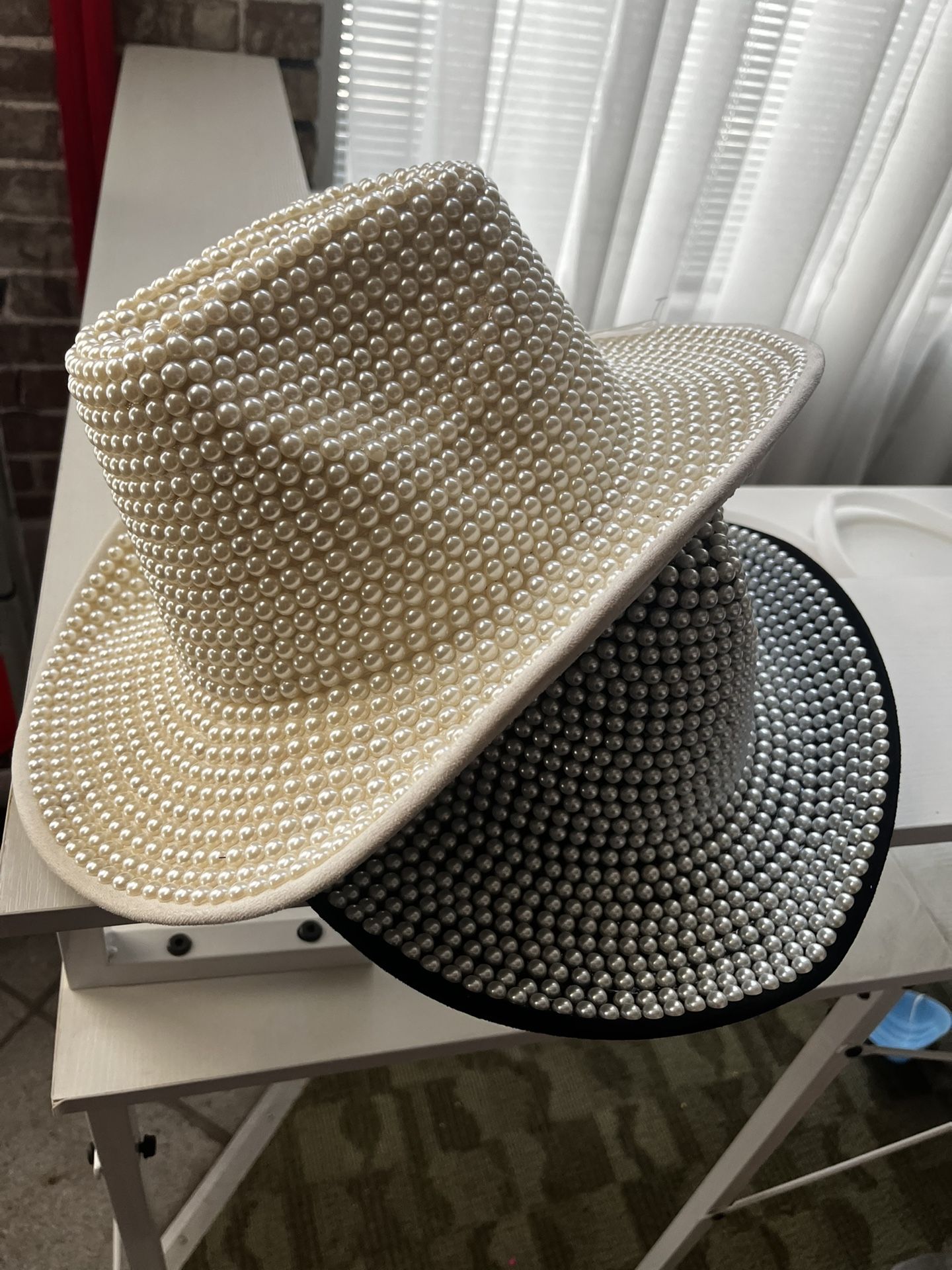 Embellished Pearl Rhinestone Cowboy Wedding Perfomance Hat