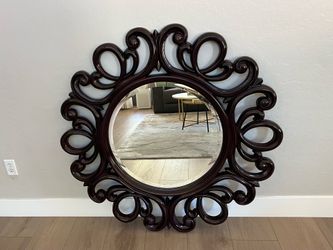 47” Large BASSETT Ornate Antique Round Beveled Wall Mirror