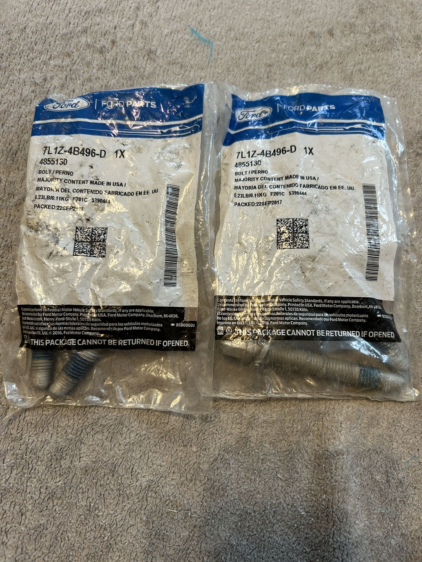 2pc Lot Genuine Ford Drive Shaft Mount Bolt 7L1Z-4B496-D