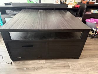 Sheer Black Wood Coffee Table with Storage