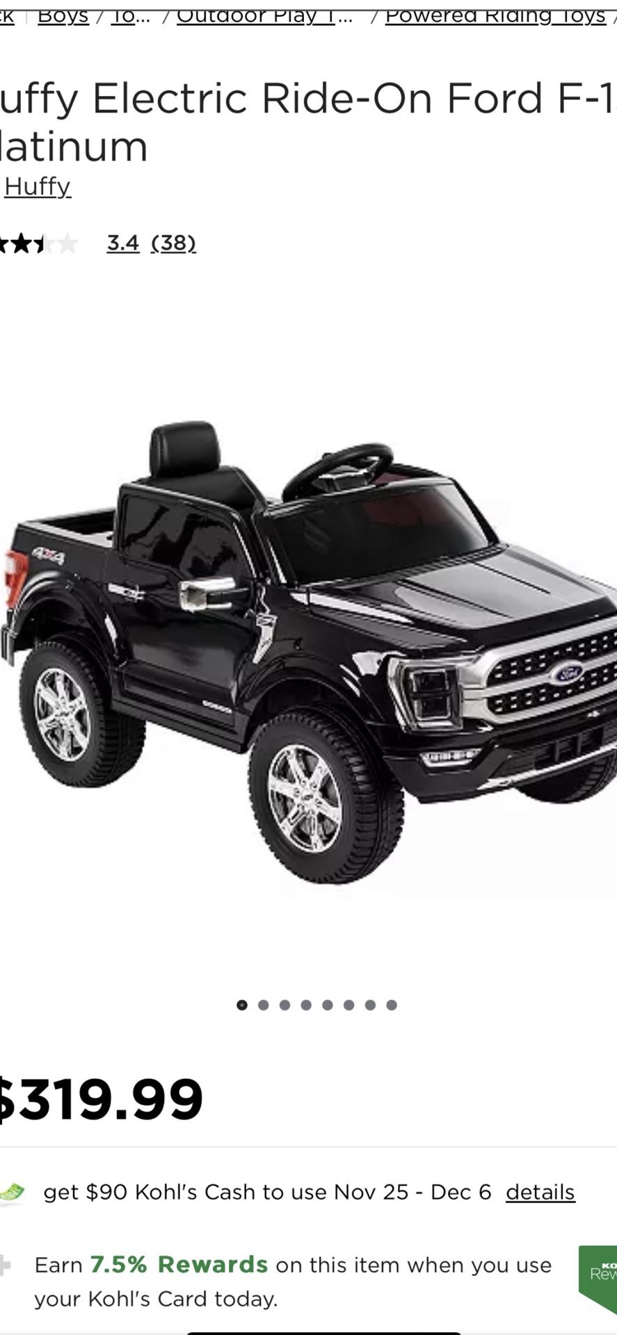 Huffy Electric Ride-On Ford F150 (platinum) Retails for $319