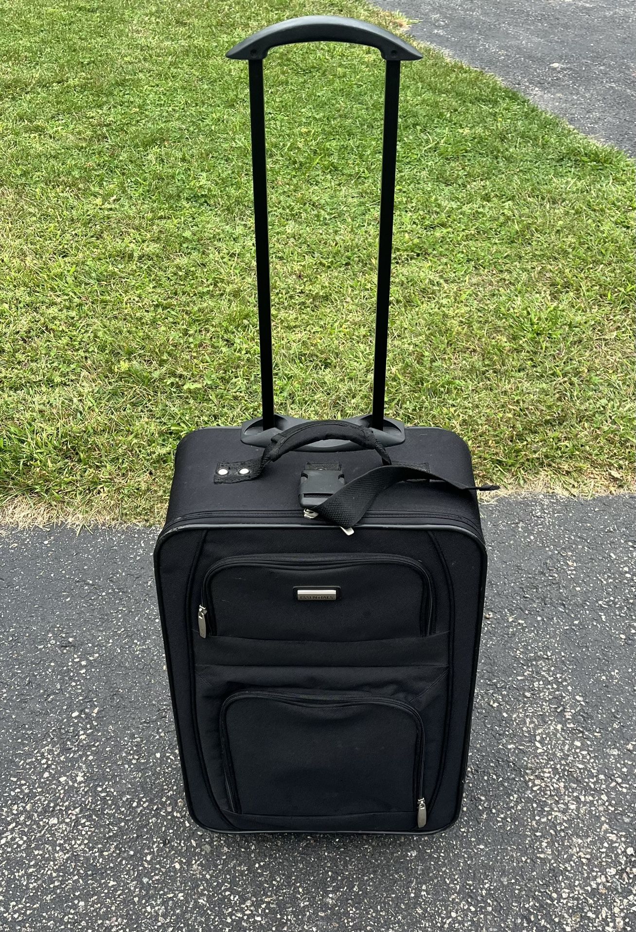 Used Essentials Black Carry On Rolling Travel Luggage Bag