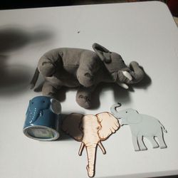 🐘🐘🐘🐘Elephant Collection  Two Handmade Wood Elephant With Cutouts The Other One Hand Painted Elephant Toy Stuffed Animal And An Elephant Cup