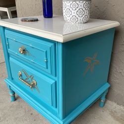 Turquoise Side Table Night Stand 