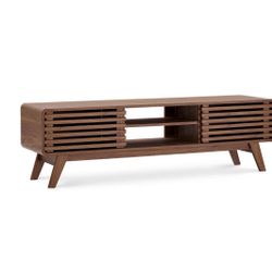 mopio Ensley TV Stand, Mid Century Modern TV Stand for (Walnut, 59") inch TV, Farmhouse TV Stand, Entertainment Center with Storage, TV and Media Cons
