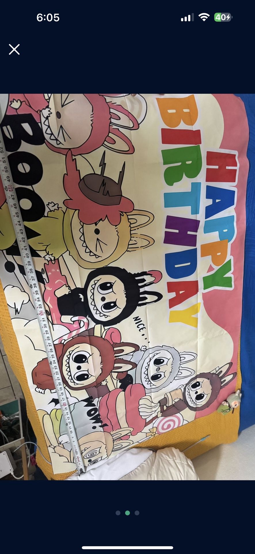 Labubu Happy Birthday Backdrop 39” X 58”