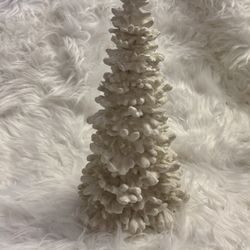 Christmas in July!  Large white glittery  Christmas tree figurine - looks like coral (but it’s not)