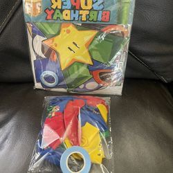 Super Mario Happy Birthday Banner And Balloons Pack