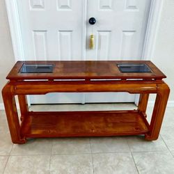 Vintage Schnadig Chinoiserie Ming Style With Chow Legs Console Sofa Table  MCM