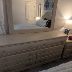 Dresser With Mirror And Two Nightstands