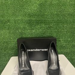 Alexander Wang Black Rie Calf Studded Pointed Toe Heels Size 41